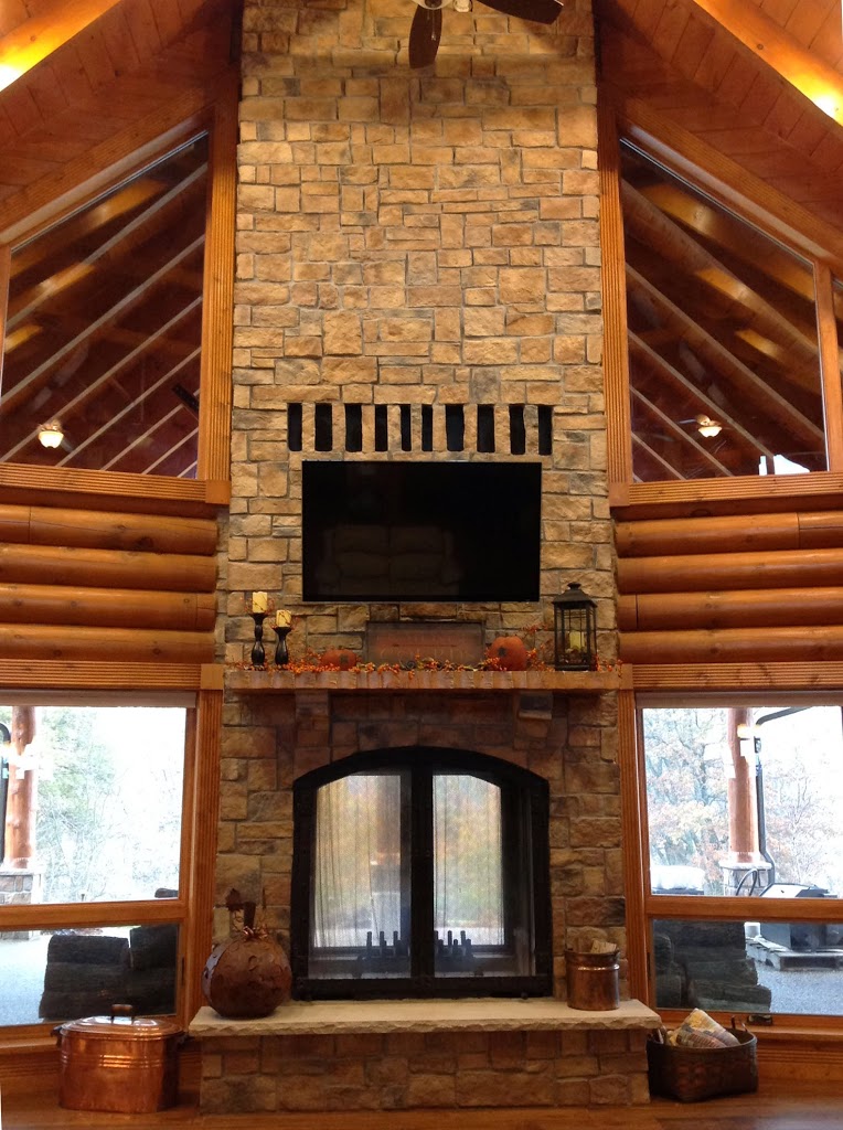 This See Through Wood Burning Outdoor Indoor Fireplace was custom designed for a log home being built in Indiana. See the project unfold here!