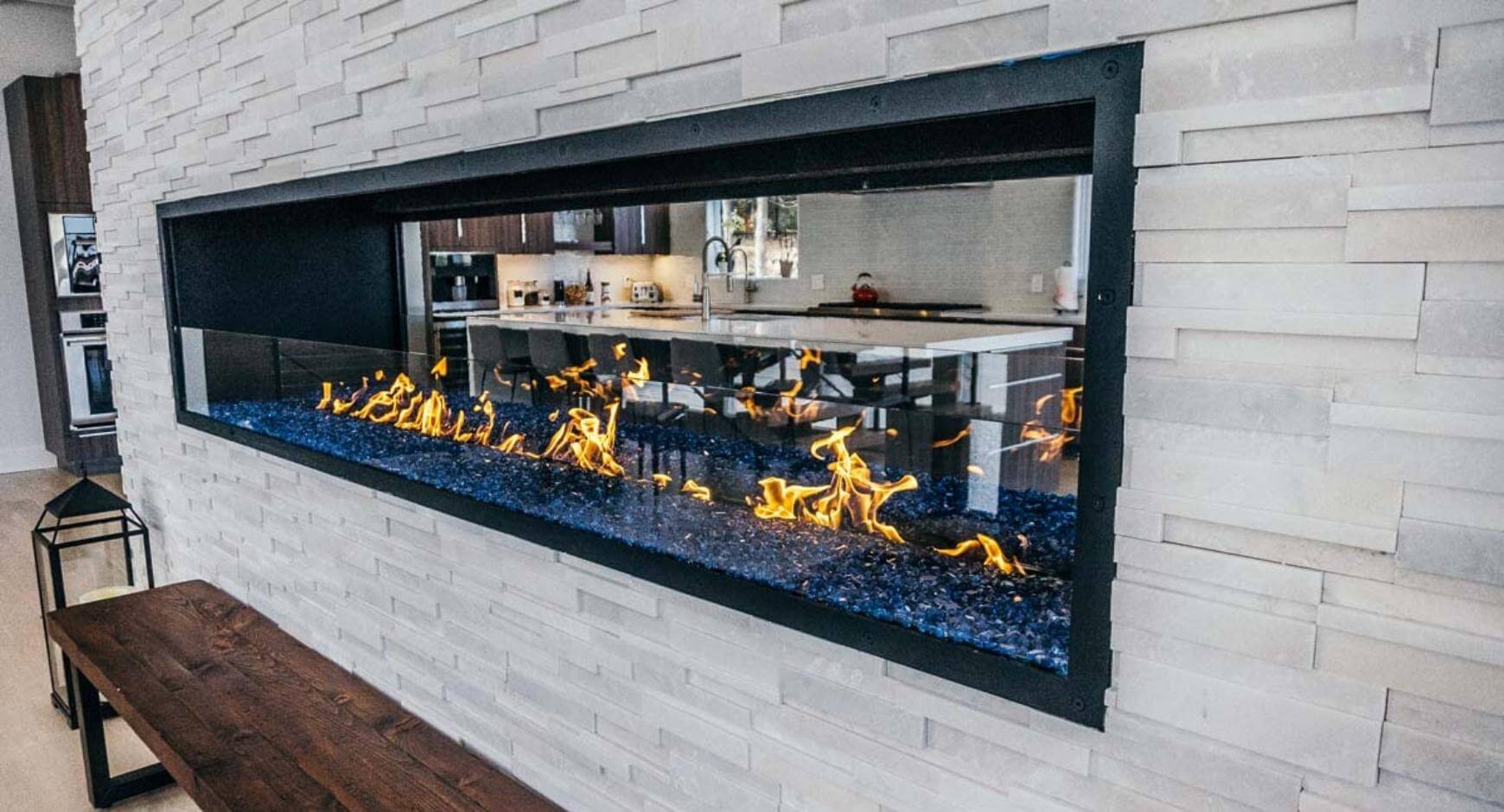 see-through gas fireplace