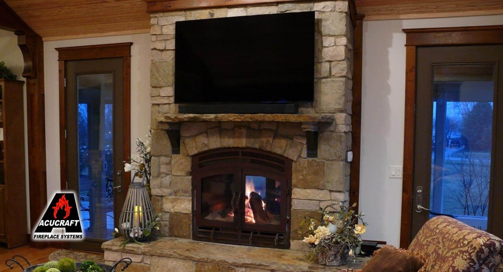 Tv mounted safely above fireplace