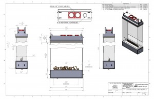 four sided gas fireplace drawing