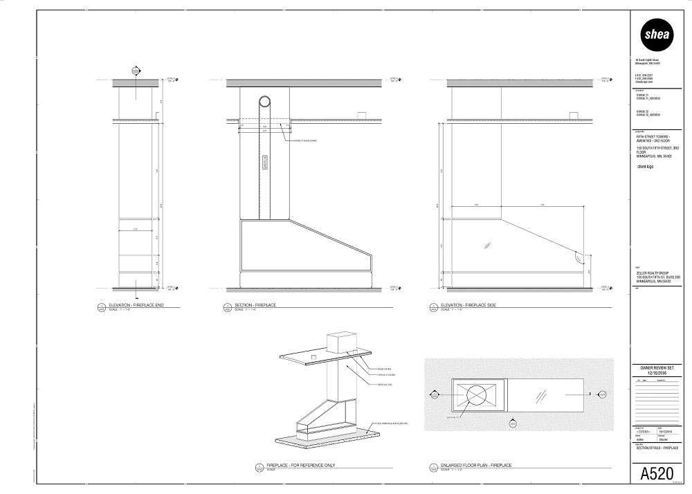 client provided fireplace drawing