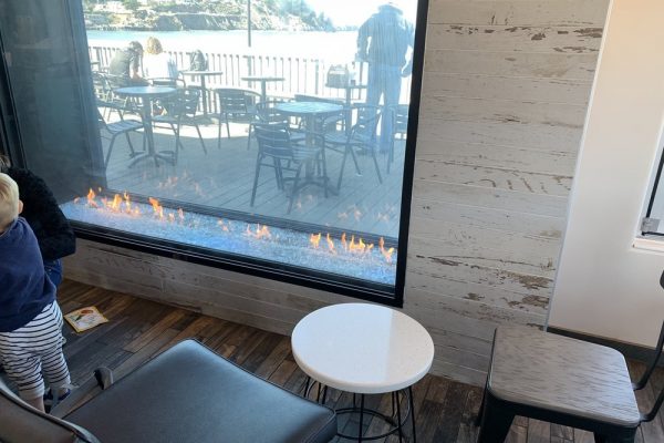 Acucraft Custom Indoor Outdoor Gas Fireplace with Linear Burner Taco Bell Pacifica