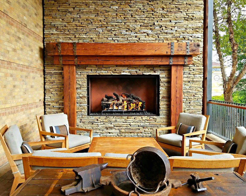 acucraft custom outdoor gas fireplace with logs