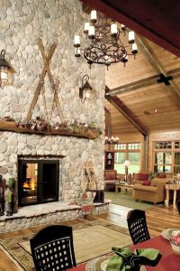 acucraft see through high tech wood burning fireplace in cabin lodge