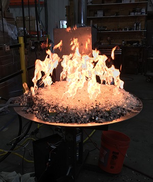 custom gas circular outdoor fire pit in testing