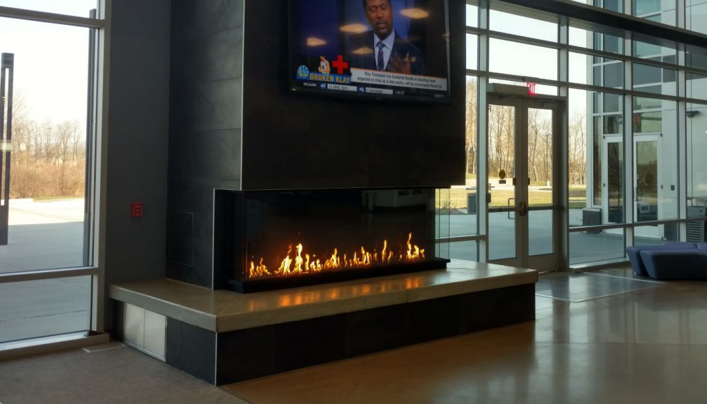 3 sided panoramic gas fireplace