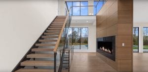 Linear Gas Fireplace with Glass Cooling