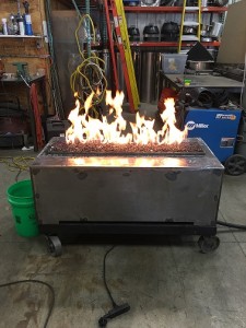 gas fire table being tested