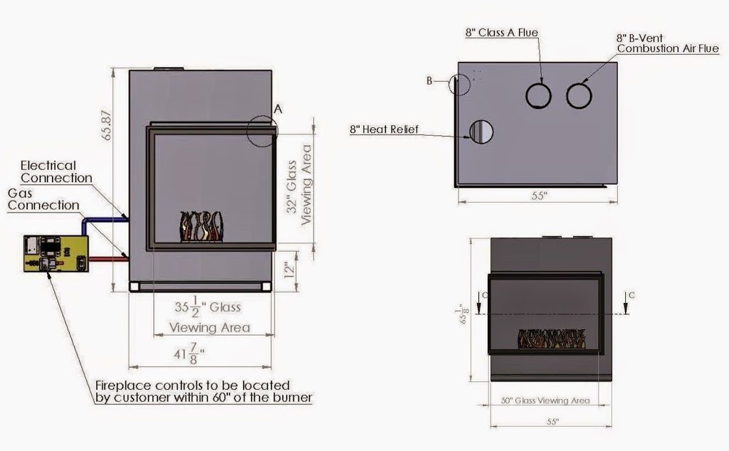 acucraft provided custom corner gas fireplace drawing and specifications