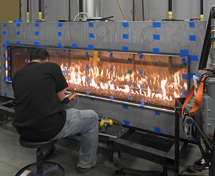 acucraft linear see through gas fireplace being 3rd party tested and certified