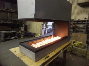 Custom 3-Sided Peninsula Gas Fireplace by Acucraft