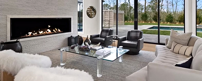 acucraft signature series linear gas fireplace in modern living room