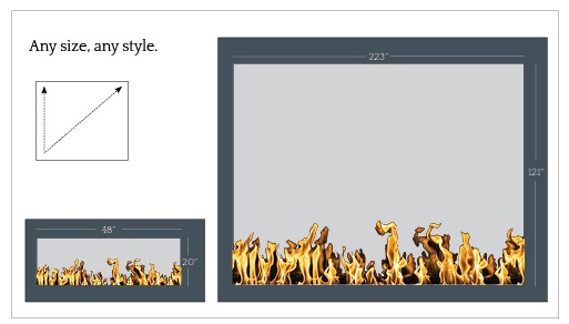 an image depicting the scalability of acucraft's custom gas fireplaces in any style and any size