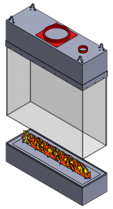 acucraft provided 3d rendering of custom indoor four sided gas fire pit