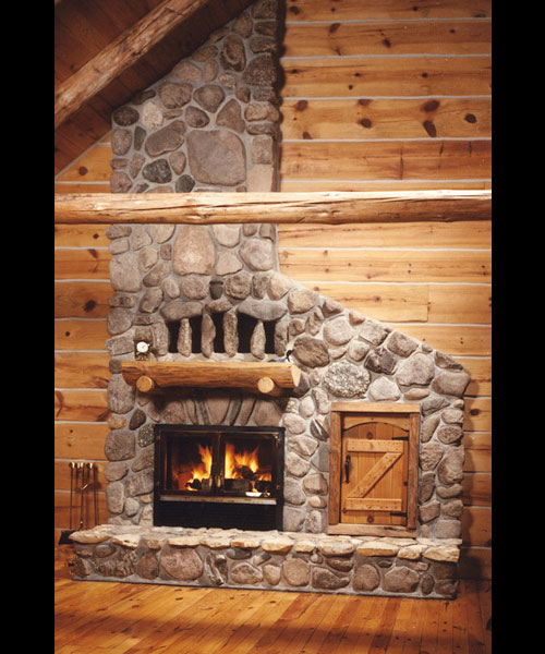 single sided wood burning fireplace with masonry surround