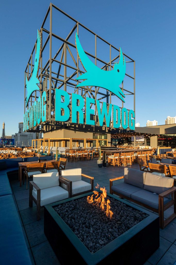 rooftop brewery with a fire pit