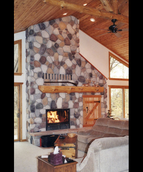 high tech masonry wood burning fireplace