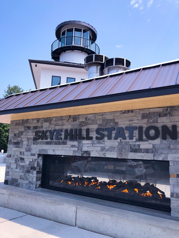 see through gas fireplace outside Starbucks coffee shop in blaine washington