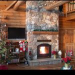 single sided wood burning fireplace with christmas tree