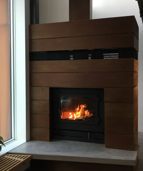 single sided modern wood fireplace