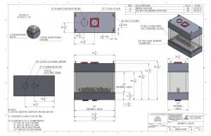four sided gas fireplace drawing infinity6 dual burner