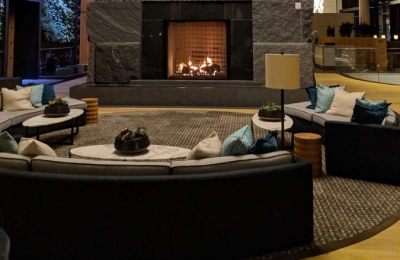 see through gas fireplace with logs
