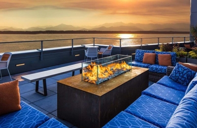 outdoor fire table fire pit with glass and rock