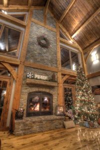 indoor outdoor see through wood burning fireplace