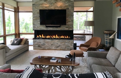 3 sided open gas fireplace