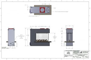 peninsula gas fireplace with firescreen
