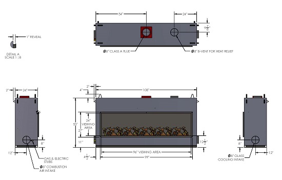 acucraft linear gas fireplace drawing