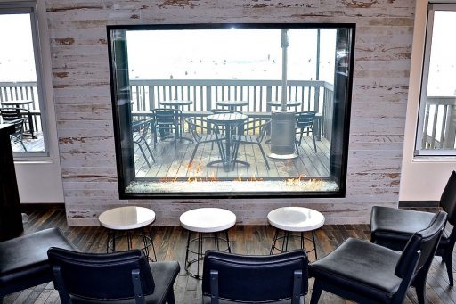Acucraft Custom Gas Indoor Outdoor See Through Gas Fireplace Taco Bell Cantina Pacifica California