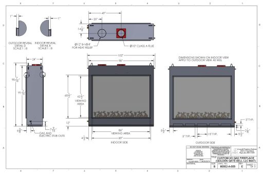 Acucraft Custom IO Gas Fireplace Drawings