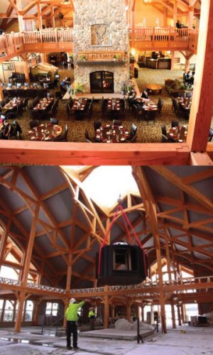 acucraft-large-wood-fireplace-through-ceiling acucrafts largest wood fireplace ever at the hermitage club ski resort