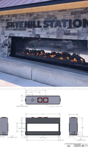 custom see through outdoor gas fireplace starbucks