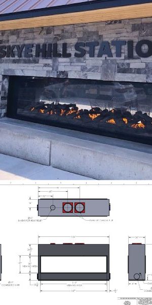 custom see through outdoor gas fireplace starbucks