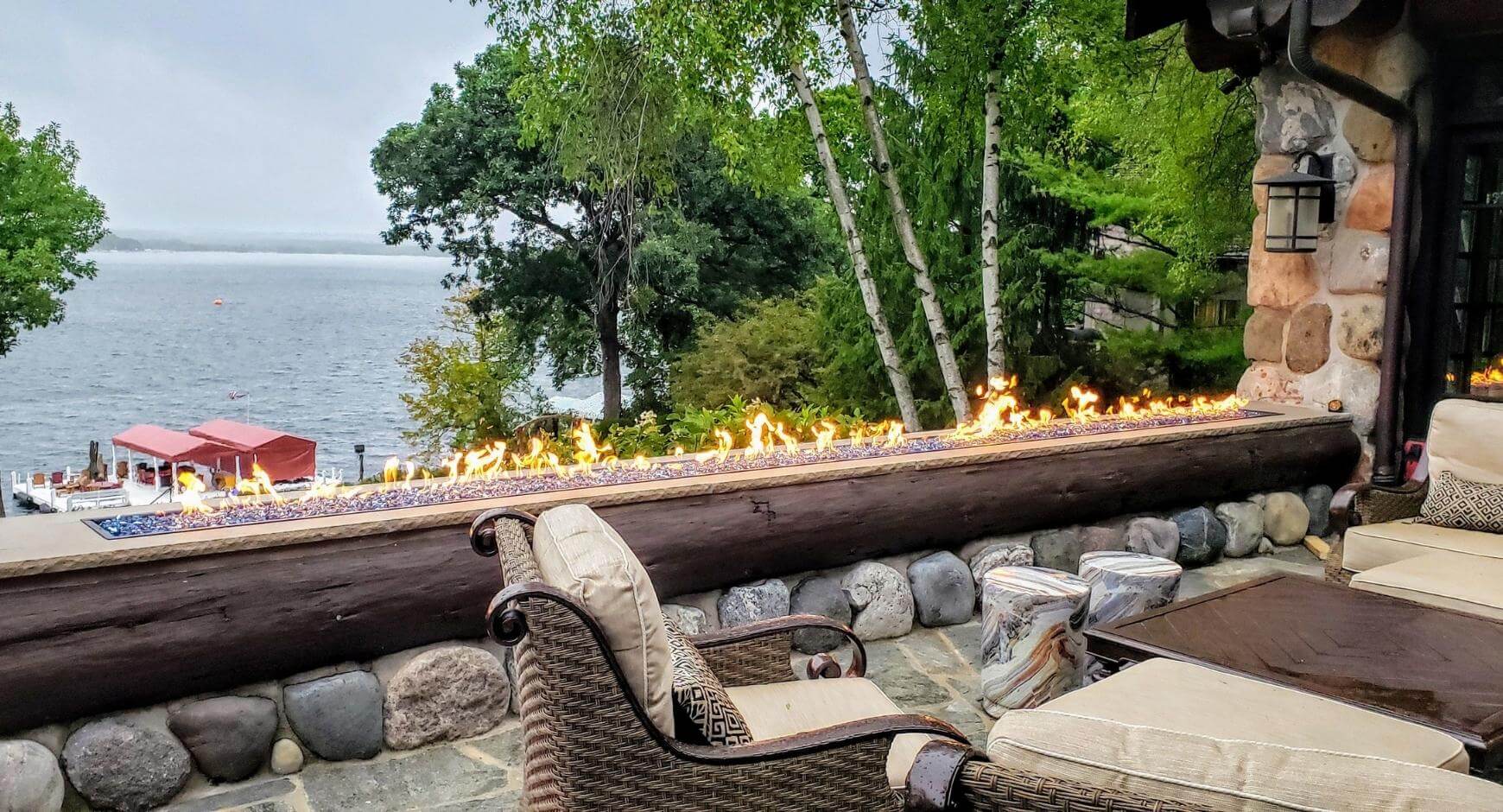outdoor fireplace wall