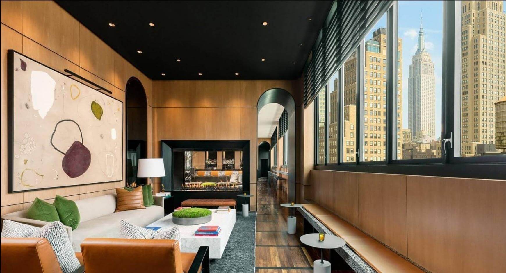 two way black fireplace