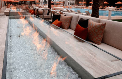 fire table with crushed glass media