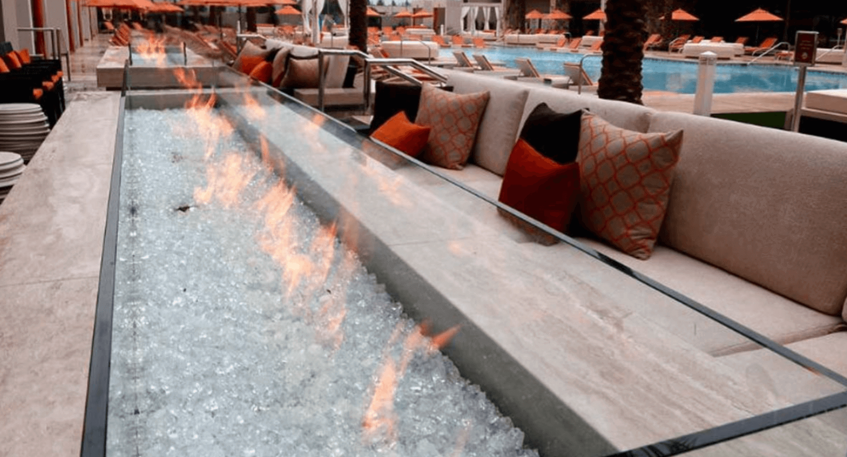 fire table with crushed glass media