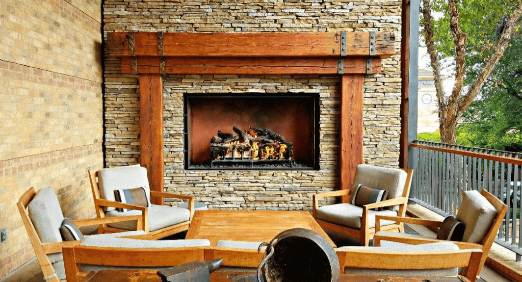 Image of a beautiful stone fireplace