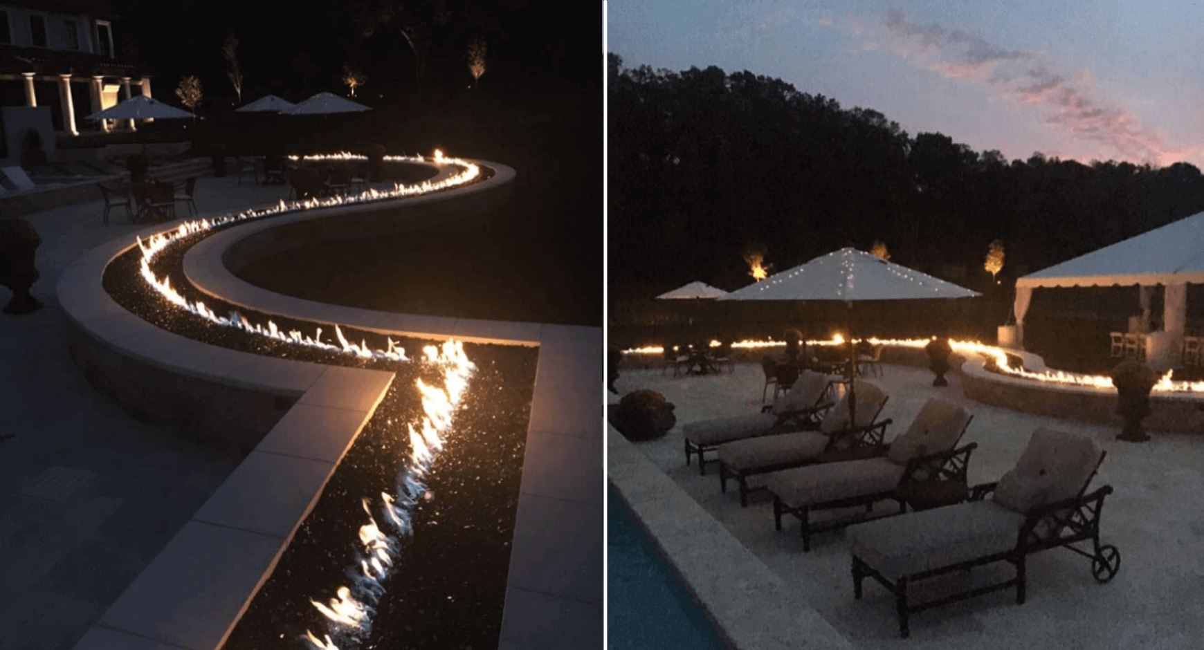 wrap-around poolside fire feature