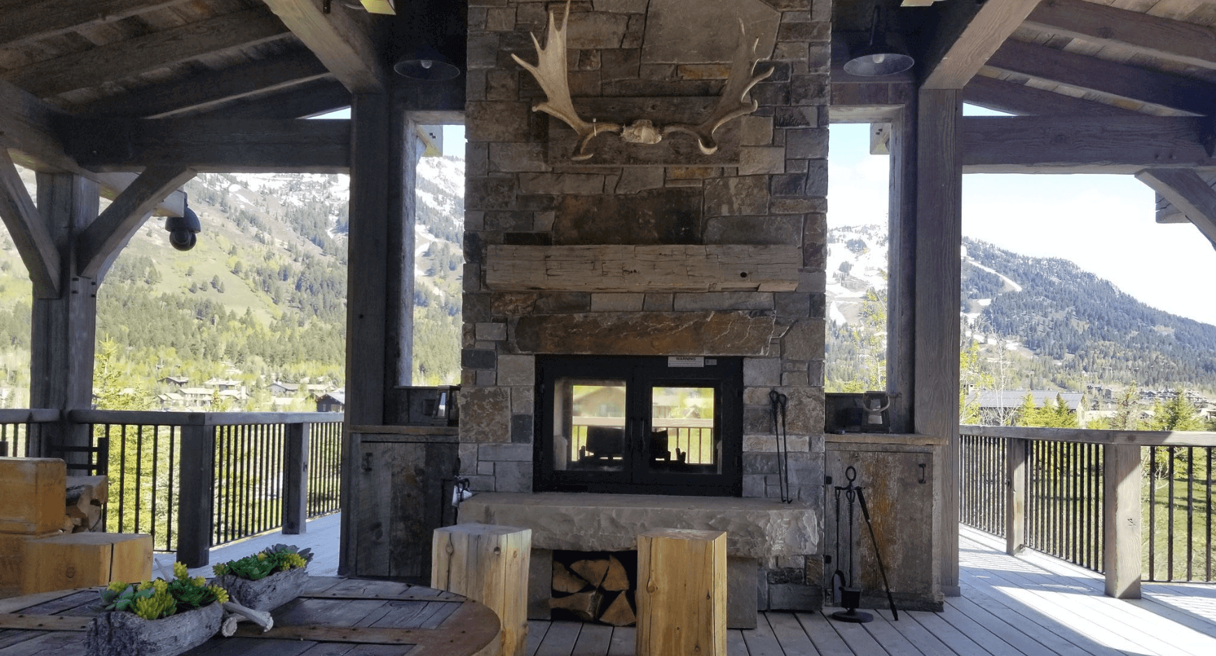 A Deck Fireplace Design for the Outdoorsy Mountain Dweller