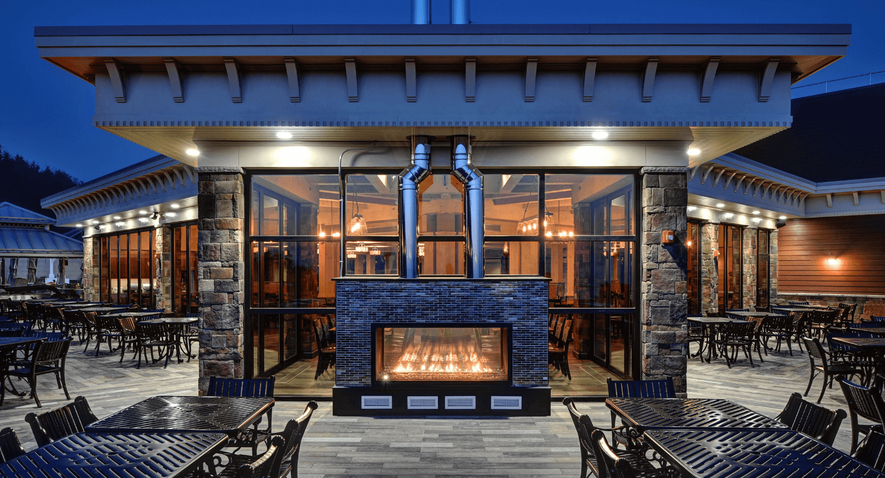 Indoor Outdoor Fireplaces Ideas for a Commercial Setting