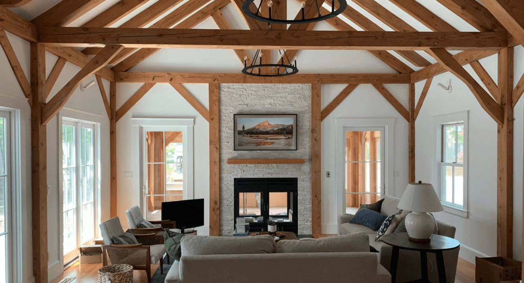 Traditional 4 Season Room with a Fireplace