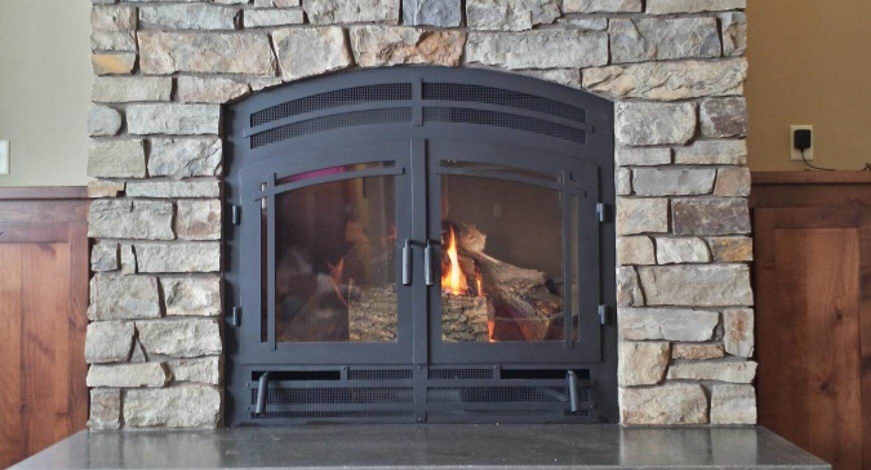 front facing traditional fireplace
