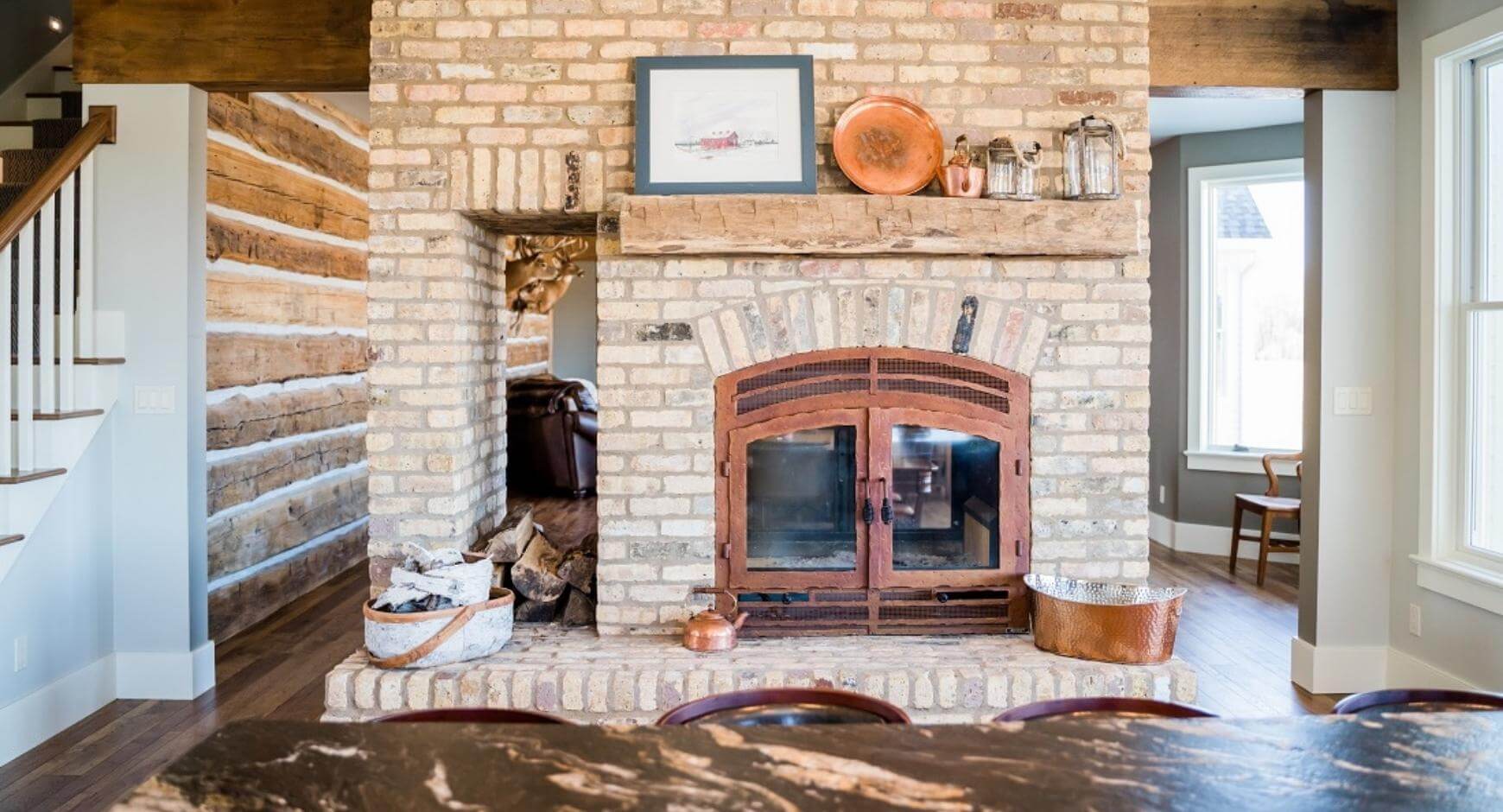 traditional peninsula fireplace