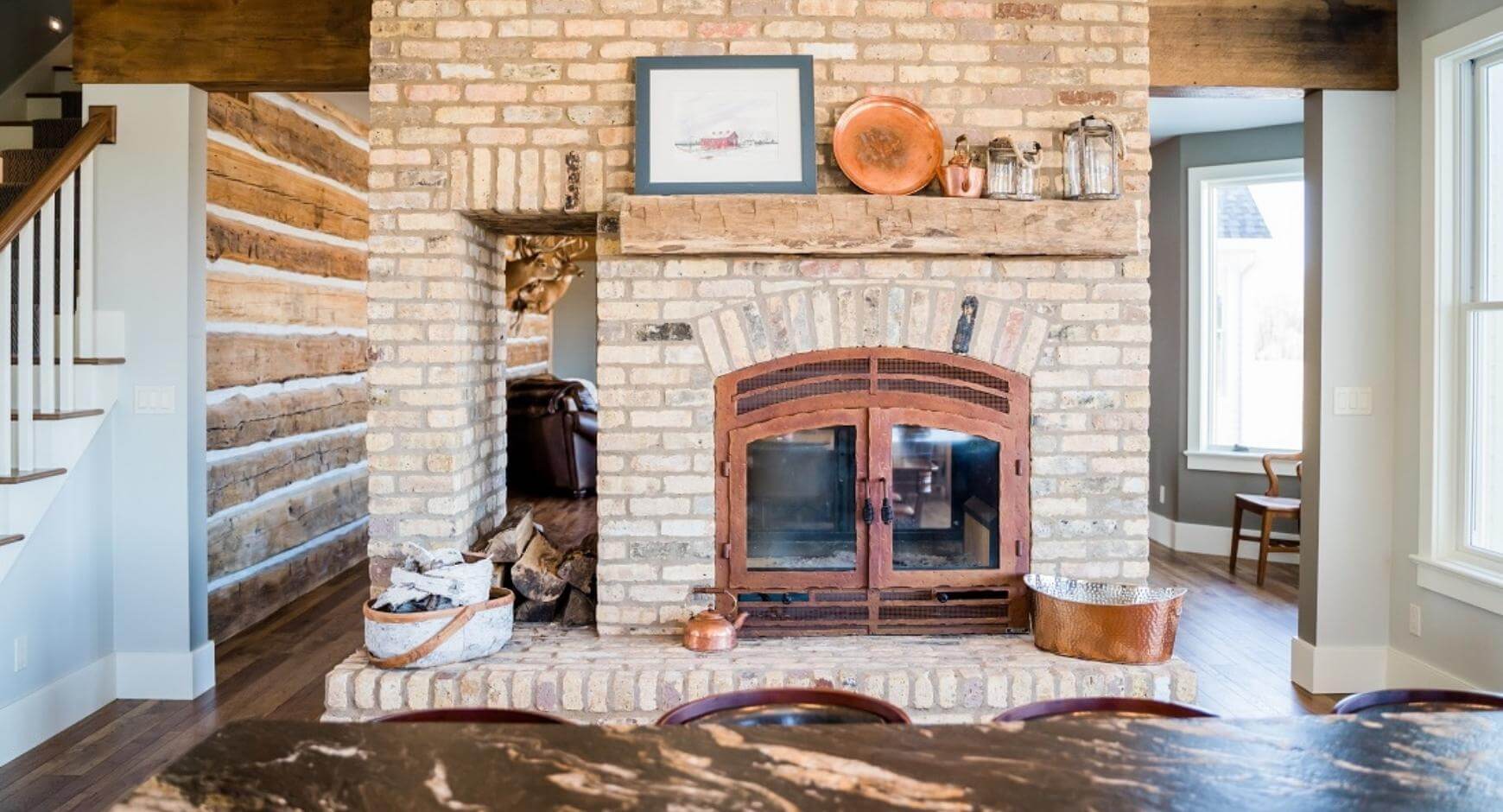 traditional peninsula fireplace