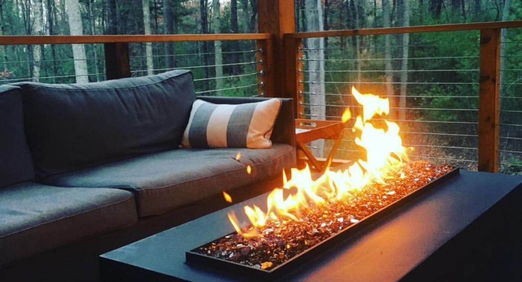 table top fireplace on the porch