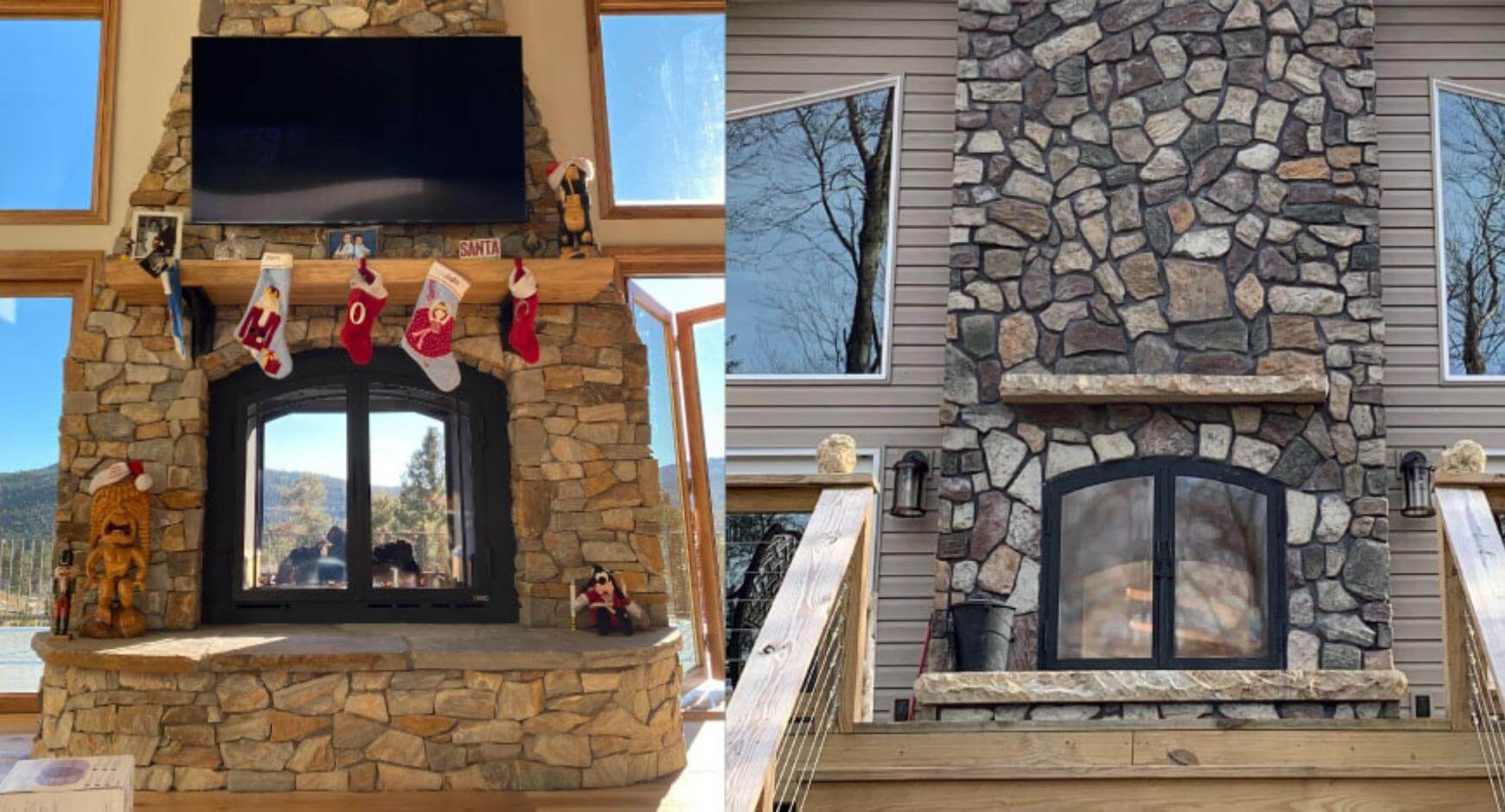 indoor outdoor comparison of dual sided fireplace